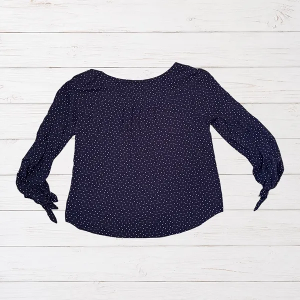 Maeve Pernille Navy Polka Dot Tie-Sleeve Blouse Women's XL Anthropologie - Image 3