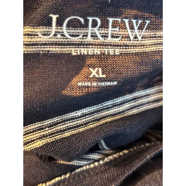 J.Crew Womens XL Linen Tee Navy Blue White Striped Short Sleeve T-Shirt NWT - Image 8