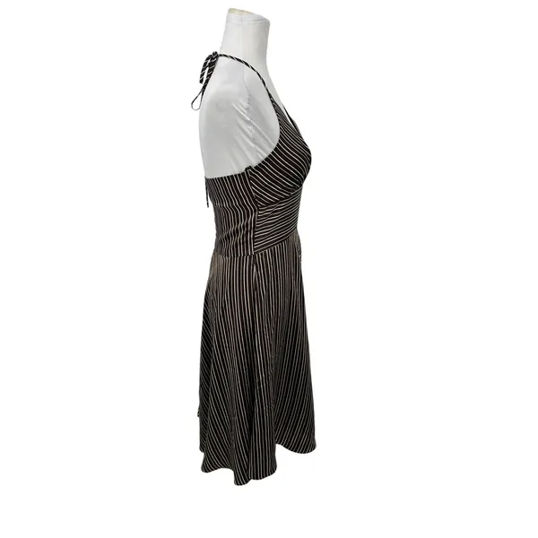 Vintage Alyn Paige Halter Dress 5/6 Brown Striped Party Y2K Babydoll Retro - Image 4