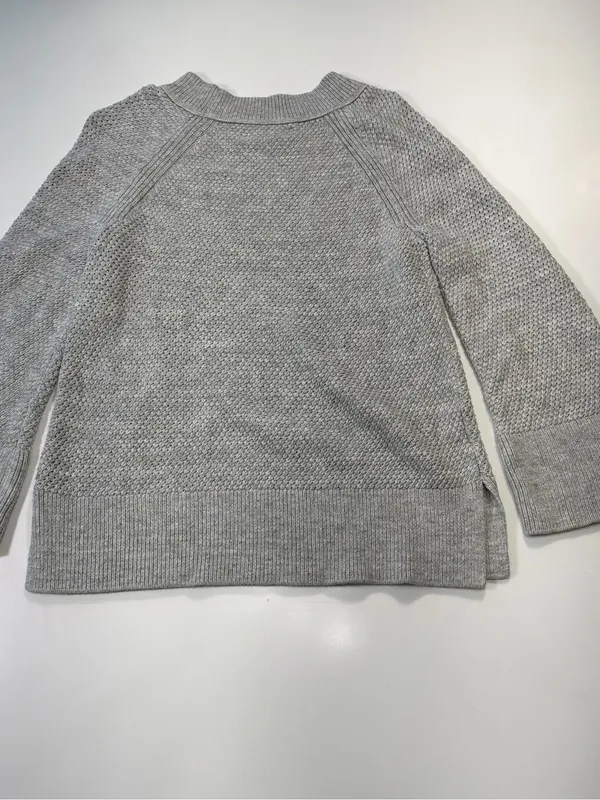 LOFT 100%. Otto Gray Crewneck Sweater with Bell Slit Sleeves Size Medium - Image 7