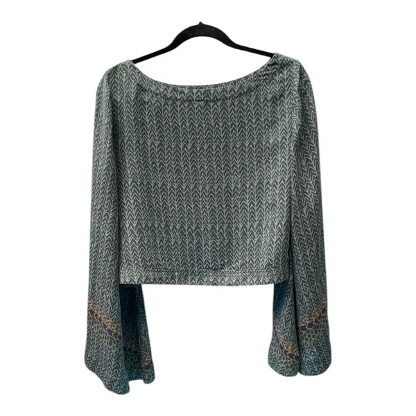 Free People Stars Align Sage Green Bell Sleeves Crop Blouse M Boho Festival Sz M - Image 7