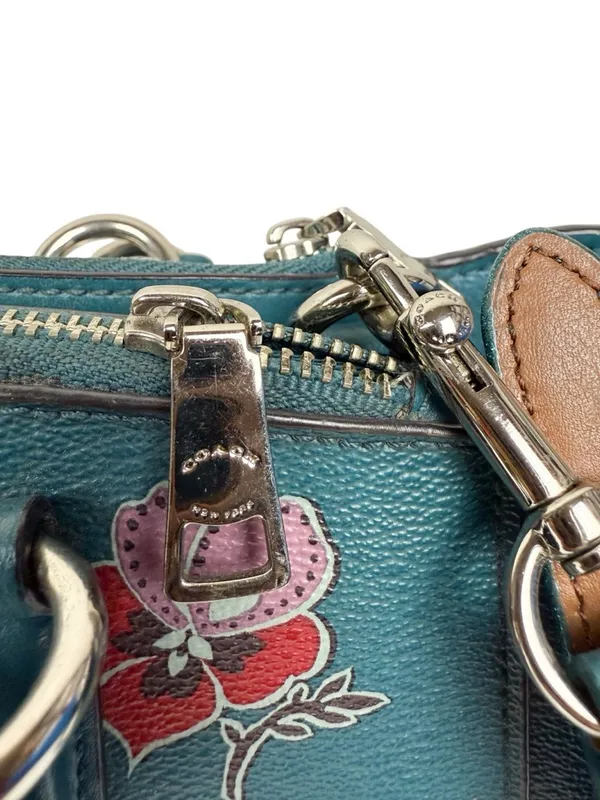 Coach Christie Carryall Dark Teal Wildflower Crossbody Bag Purse - Image 12