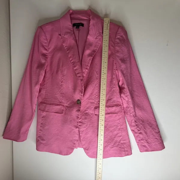 Ann Taylor Pink Linen Blend Single Button Blazer Jacket Size 2 Preppy Office - Image 9