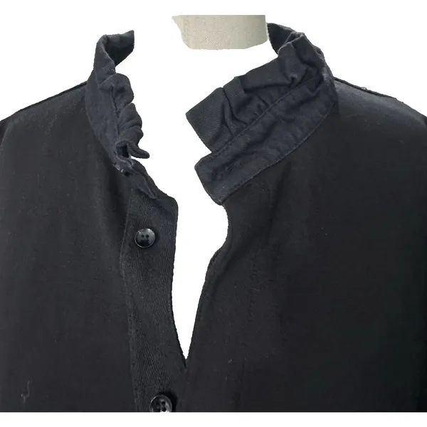 Tuckernuck Pomander Place Black Charlotte Terry Ruffle Collar Shirt Dress Medium - Image 6