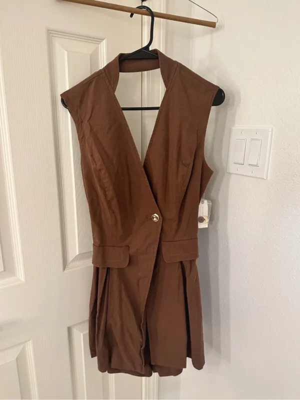 By Anthropologie Wrap Linen Playsuit - Image 4