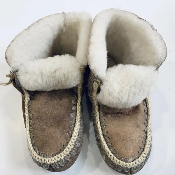 Shepherd 100% sheepskin suede slippers Brown Size 6 - Image 4