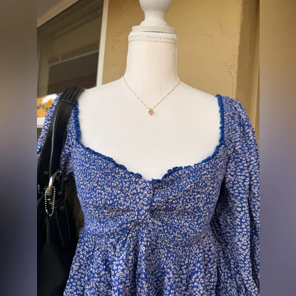Free People Blue Floral Blouse - Image 3