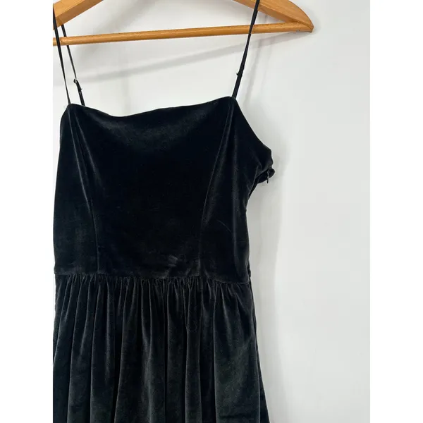 Abercrombie & Fitch Velvet Mini Dress M Black Party Bubble Hem Grunge Goth Soft - Image 3