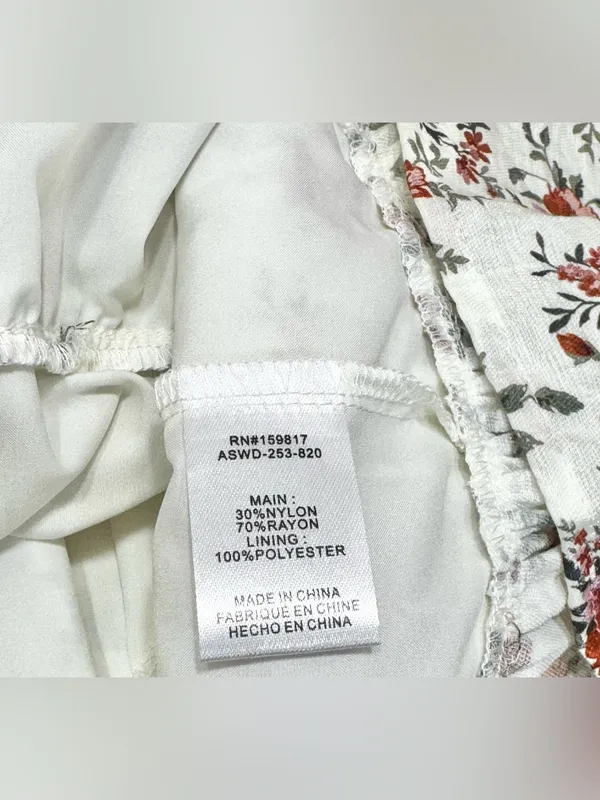 Altar'd State Ivory Strapless Floral Tiered Mini Dress Size Large - Image 14