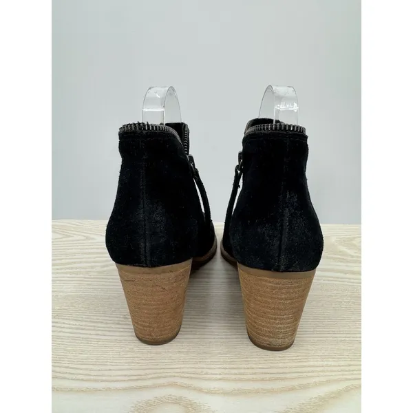 Dolce Vita Jana Black Suede Ankle Boots 7.5 Side Zippers Block Heel Western Boho - Image 3