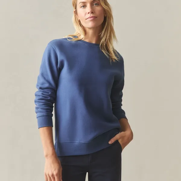 American Giant Women's Midweight Crewneck in dark‎ denim size small made in USA - Image 9