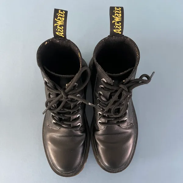 Dr. Martens Luana Black Leather Air Wair Combat Lace Up Boots - Image 7