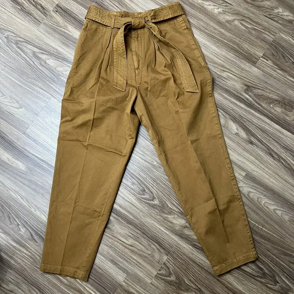 Free People Size 8 Hi Waisted Pegged 90's Crop Ankle Pants Brown Cotton‎ Women’s - Image 3