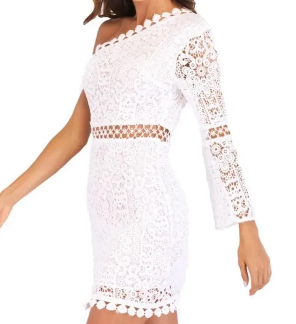 NEW Chiffon Hollow Bell Sleeve White Dress Small S - Image 3