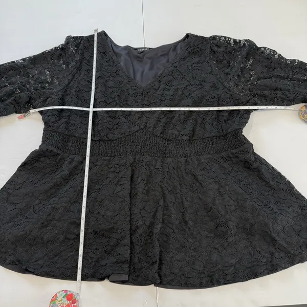 Torrid Black Stretch Lace Smocked Long Sleeve Babydoll Top Size 3X Goth Casual‎ - Image 8