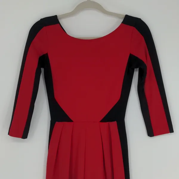 Amanda‎ Uprichard Women's Racer Dress Size P Petite Red Black Mini 3/4 Sleeve - Image 2