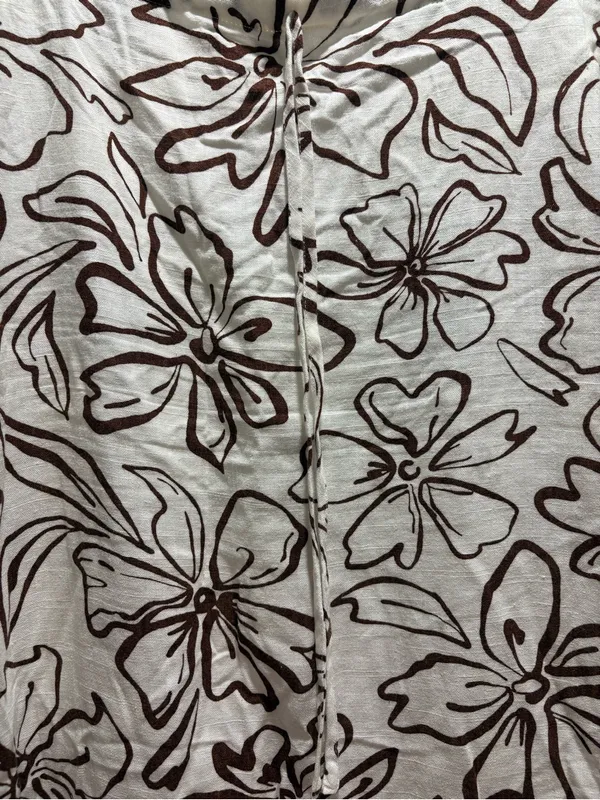 Sincerely Jules Cream Midi Skirt with Brown Floral Outline - Image 3