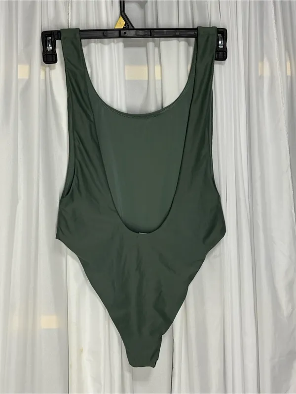 Aerie Olive Green Low Back One Piece Swimsuit Women’s Sexy Size M - Image 2