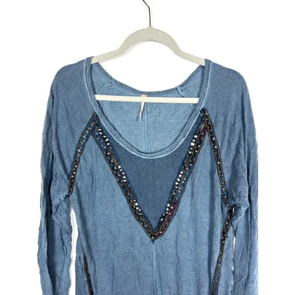 Free people sequin embellished‎ blue tunic - Image 2
