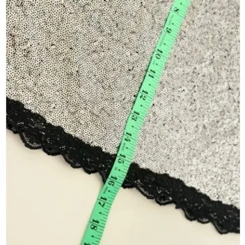 No Boundaries Sequin Cropped Skirt Set Sz L Silver Black Lace Trim Party Glam - Image 12