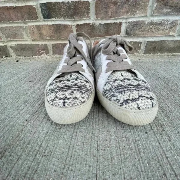 Frye Webster Wave Gray Suede with Snakeskin Print Low-cut Lace- up Sneakers 8.5M - Image 4