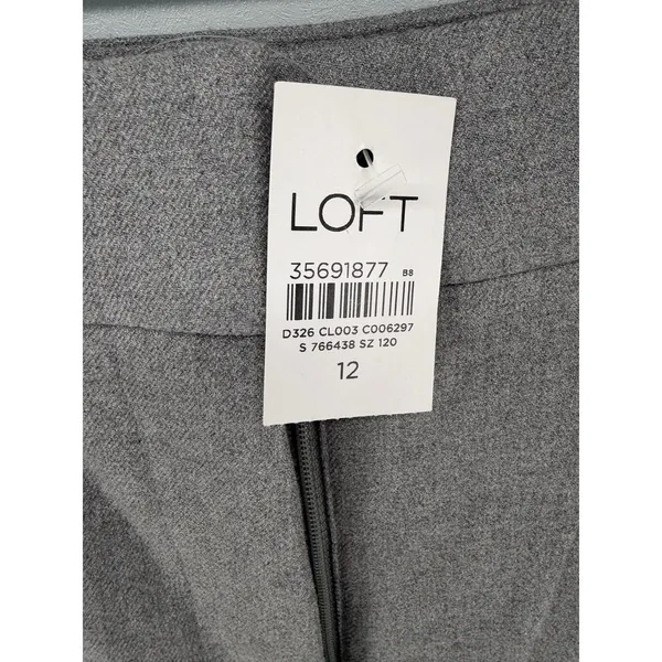 LOFT Womens Dress Pants Gray Flare Leg Silver Button Detail 12 - Image 5