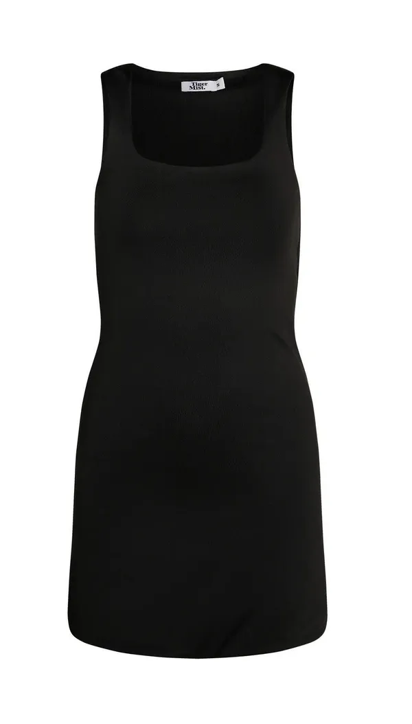 Tiger Mist Black Simple Elegant Hugo Bodycon Flare Dress - Image 6