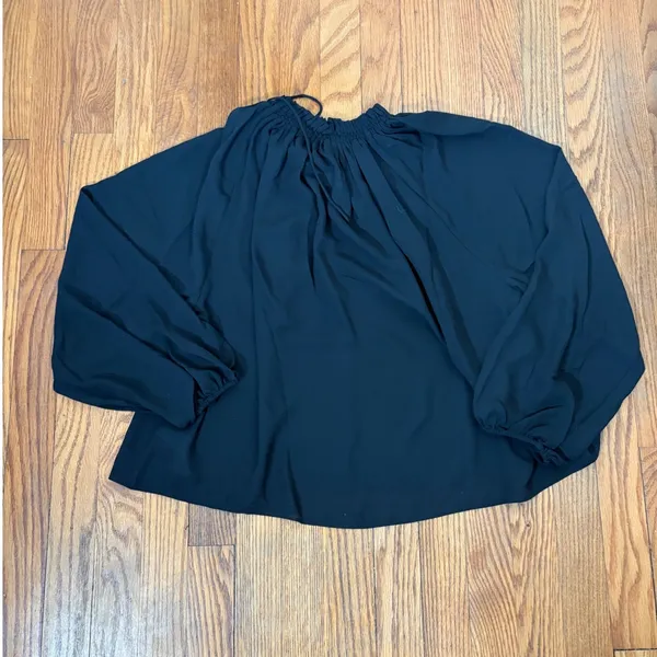 Madewell Long-Sleeve Tie-Neck Top Blouse Jet Black NY328 Womens‎ Small NWT - Image 3