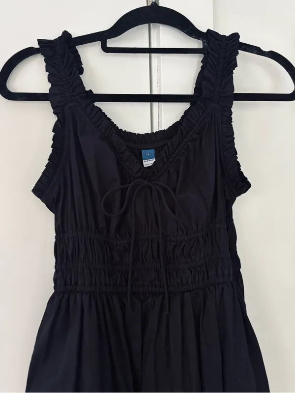 Old Navy long Black Smocked Peasant corset sleeveless maxi dress cottage core - Image 2