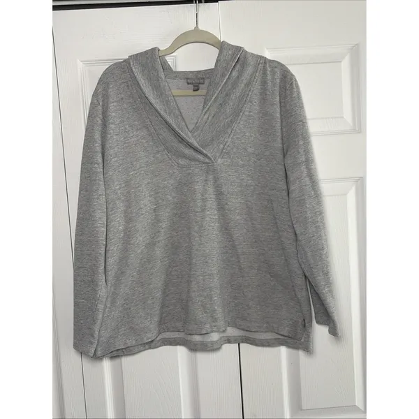 T by Talbots Neck‎ Pullover Melange Shawl Collar Size XL Gray Athleisure Relaxed - Image 3