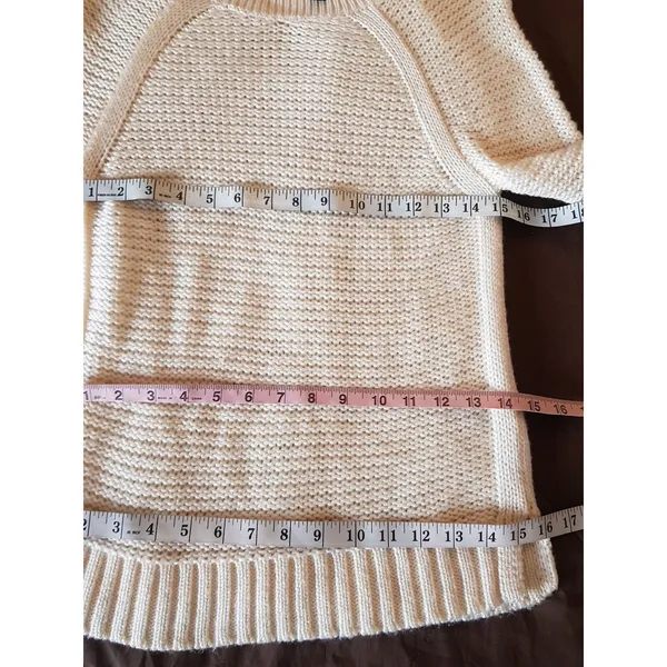 Banana Republic Sweater Wool Blend Small Ivory Knit Pullover Ribbed Waffle Fall - Image 11