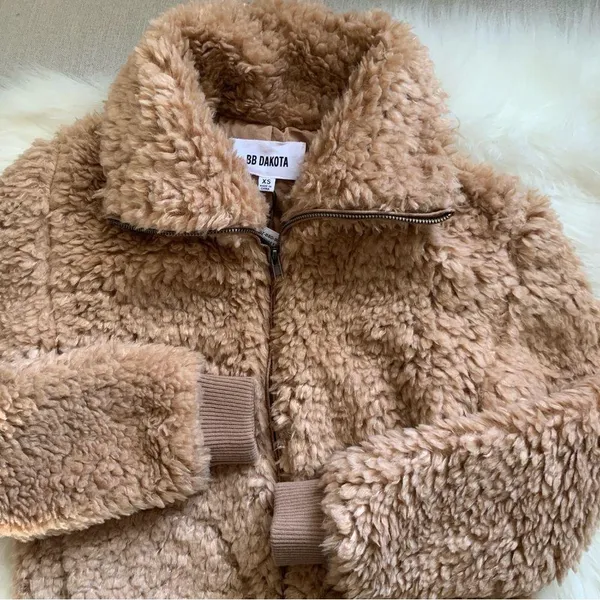 BB Dakota Brown Size XS Fuzzy Jacket Teddy Plush Soft Cozy Warm Coat New - Image 5