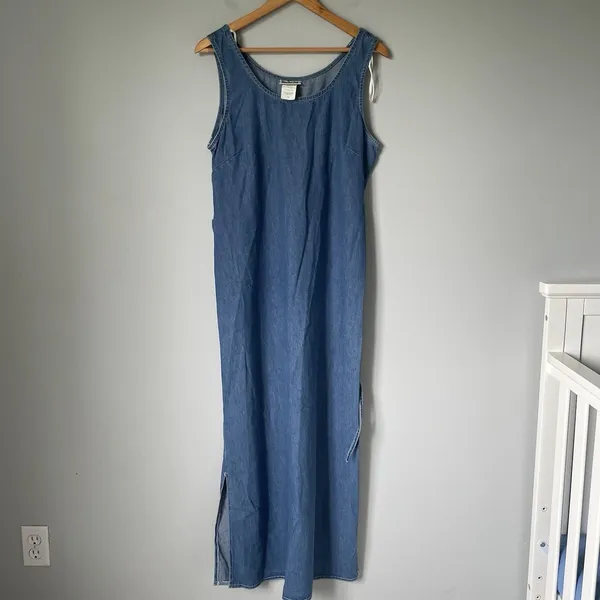 Nina Piccalino Vintage Denim Maxi Dress Jacket Set Cottagecore Blue Size 10 - Image 9