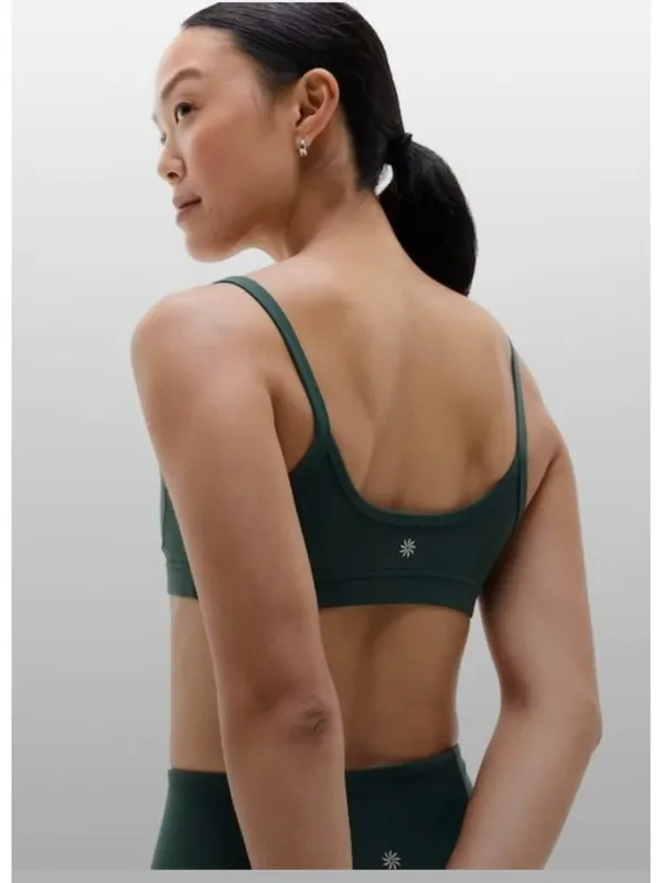 New Athleta S Square Neck Sports Bra Pine Green Small A-C Cup - Image 2