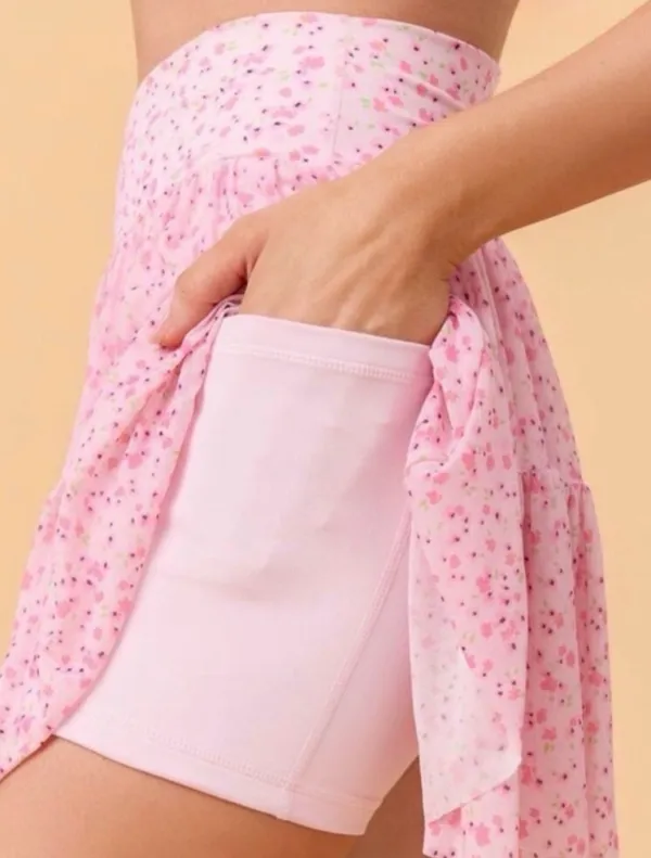 NWT! Blogilates Viral Taylor Swift Popflex Ballerina Skirt Skort Pink Floral Medium - Image 2
