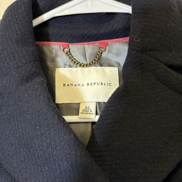 Banana Republic Women's‎ Double Breasted Navy Pea Coat With Gold Buttons XS - Image 4