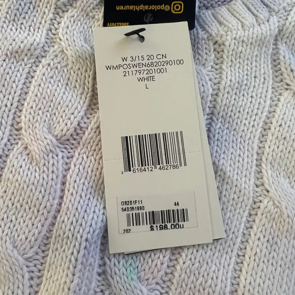 NWT Polo Ralph Lauren Pima Cotton Sweater White - Image 3