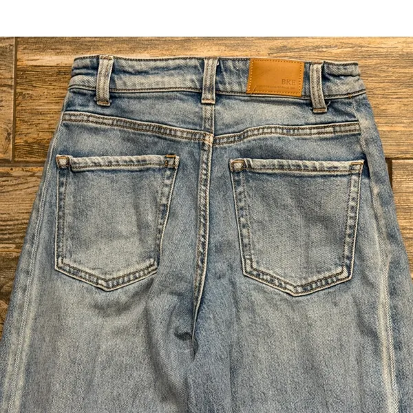 BKE Billie Slim Fit High Rise Horseshoe Barrel Jeans Light Wash Distressed 22x28 - Image 9