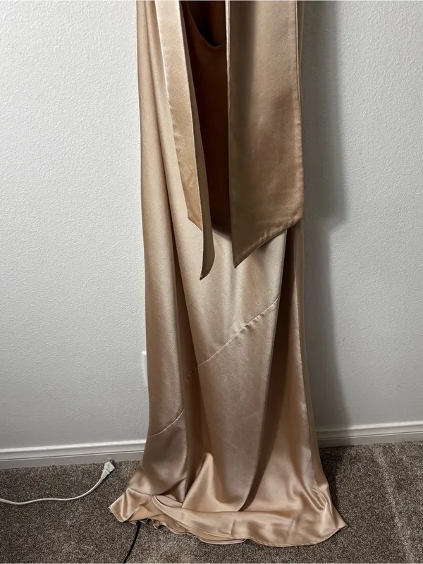 Show Me Your Mumu Lisa Maxi Dress Champagne Satin L - Image 5