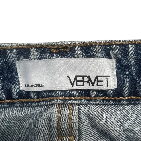 Vervet V2404 High Rise Distressed Straight Leg Jeans Blue Denim Size 25 - Image 5