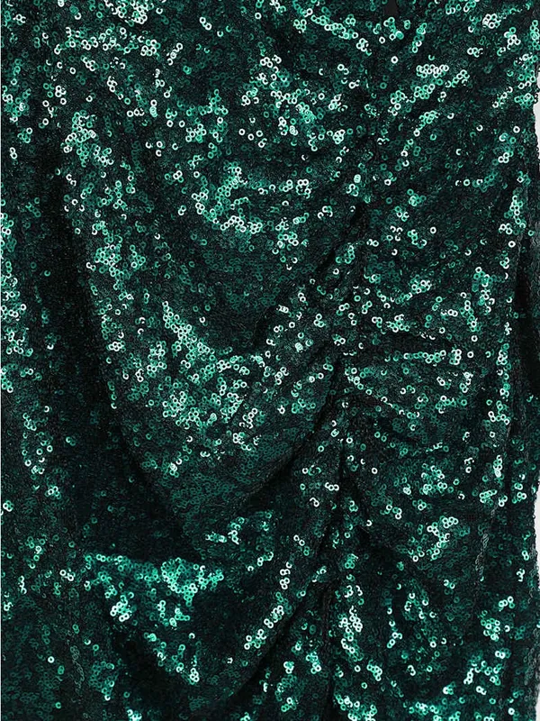 Lulus‎ Get Festive Emerald Green Sequin Mini Dress Small NWT Ruched Bodycon - Image 7