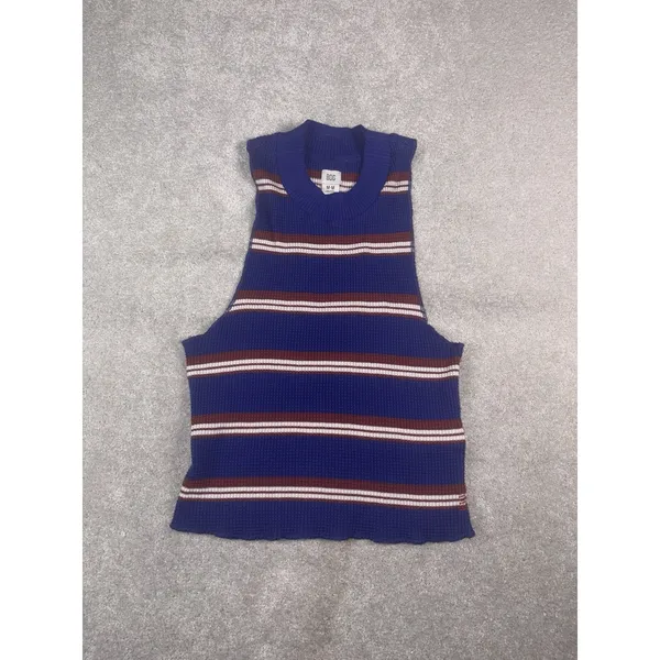 BDG Striped Crop Top Sleeveless High Neck M Tank Top Shirt - Image 2