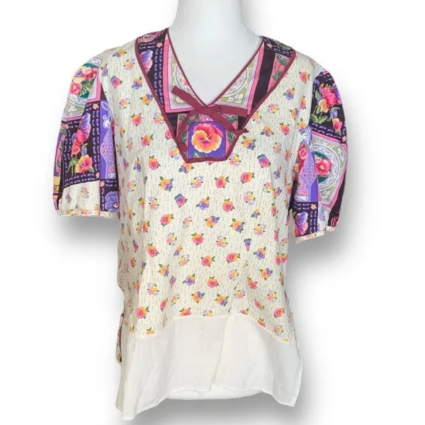 Vintage Handmade Square Dancing Skirt Set Purple Pansy Floral Printed Midi‎ - Image 10