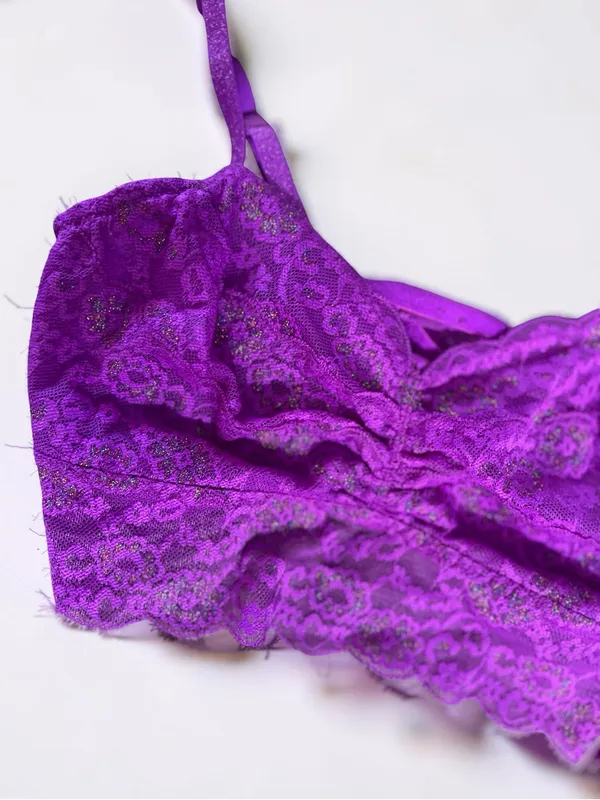 PINK Victoria's Secret Purple Lace Bralette Size Medium - Image 6