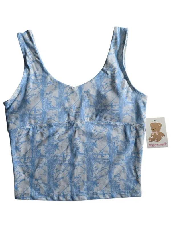 Happy Camp3r Women’s Blue Marble-Print Tank‎ Top Size L - Image 3