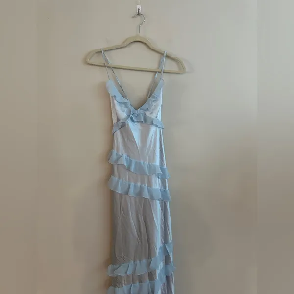 Beginning Boutique Inara Blue Ruffle Maxi Dress - Size 12 - Image 14