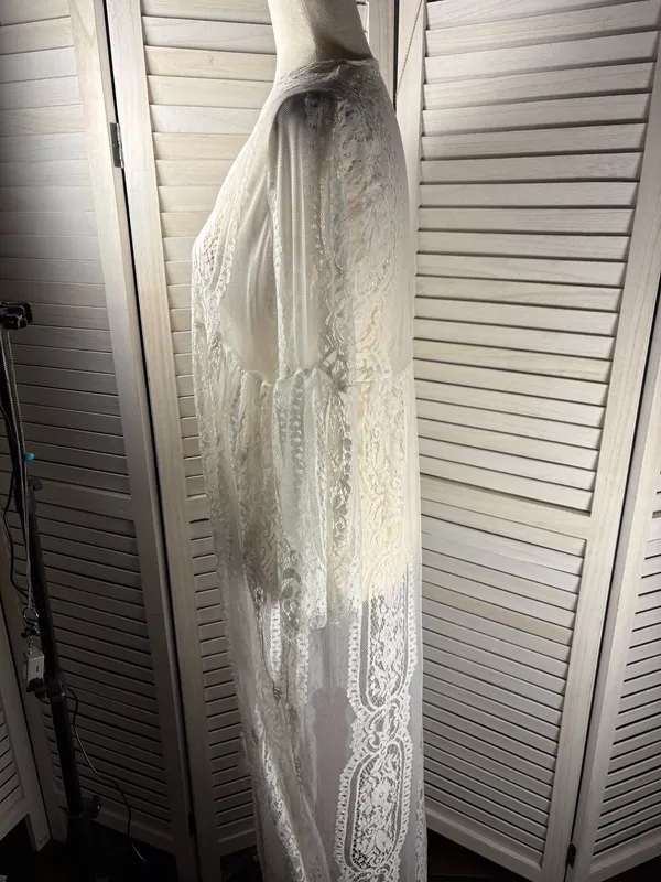 White Boho Duster long sleeve size small - Image 3