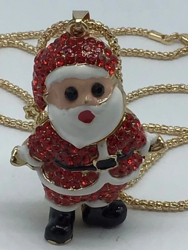 Red Crystal Santa Claus Christmas Necklace - Image 16