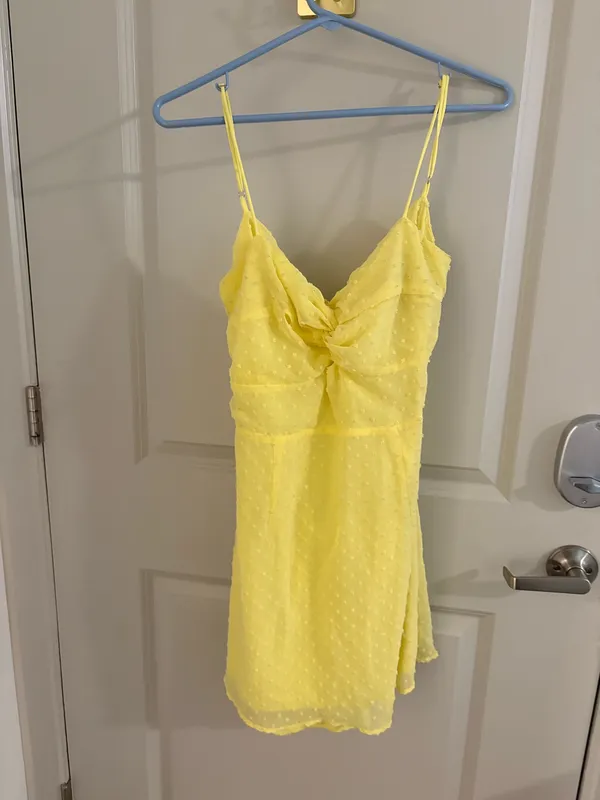 Yellow tie-front backless mini dress - Image 4