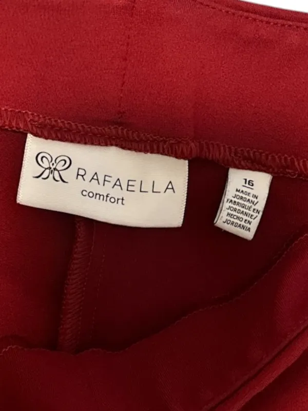 Rafaella Comfort Red Front Seam Pull On Pants 16 Stretch Pintuck Trouser - Image 4